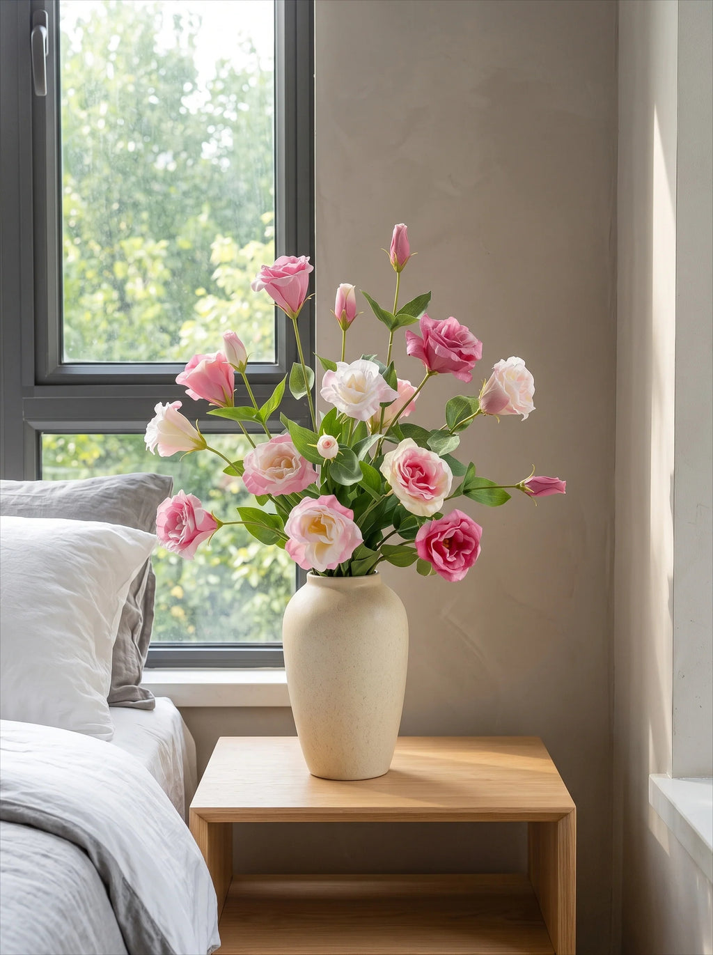 Elegant Blush Lisianthus Artificial Floral Arrangement