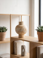 Textured Ceramic Round Vase - Light Yellow