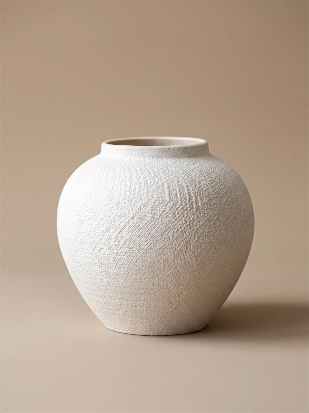 Modern Minimalist Textured Off-White Ceramic Vase