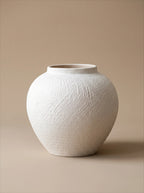 Modern Minimalist Textured Off-White Ceramic Vase