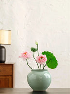 Artisan Sage Green Crackle Ceramic Vase