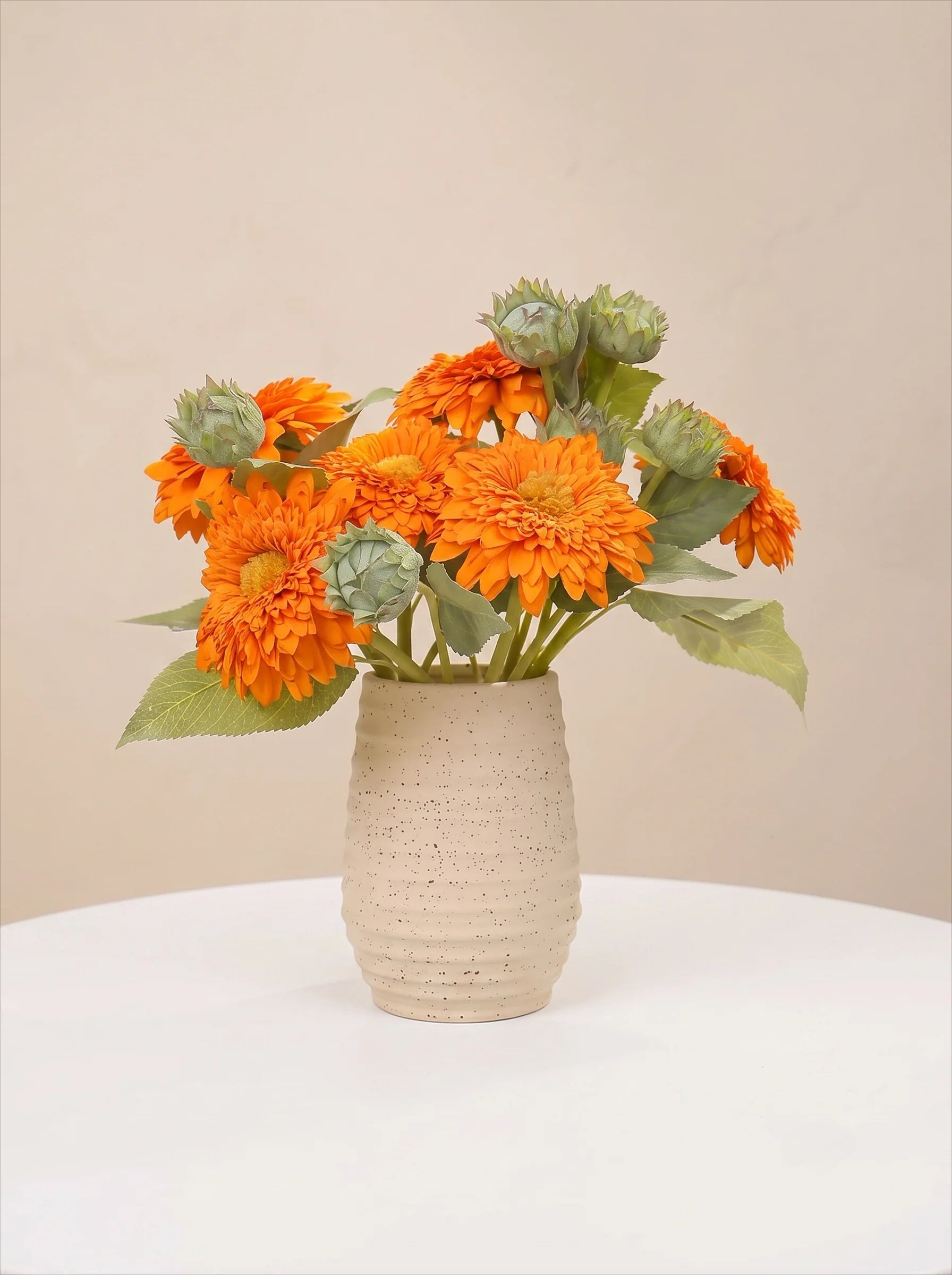 Vintage Fluffy Sunflower Faux Floral Arrangement
