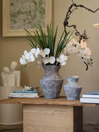 Wabi-Sabi Textured Charcoal Ceramic Artisanal Vase