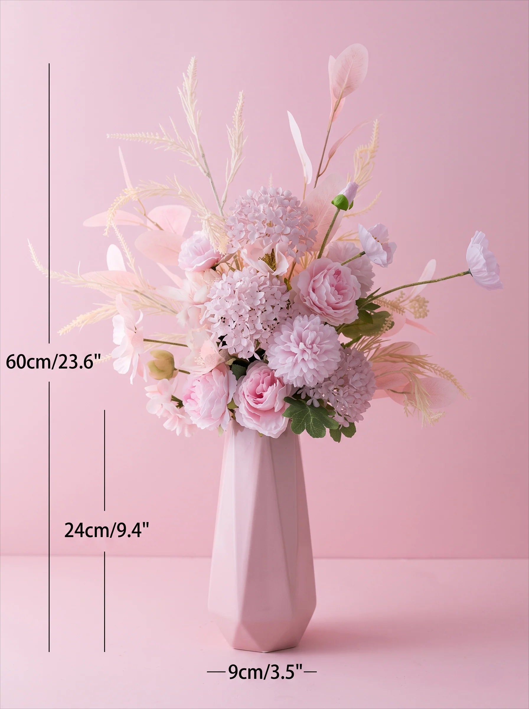 Nordic Pastel Peony Hydrangea Eucalyptus Artificial Floral Arrangement