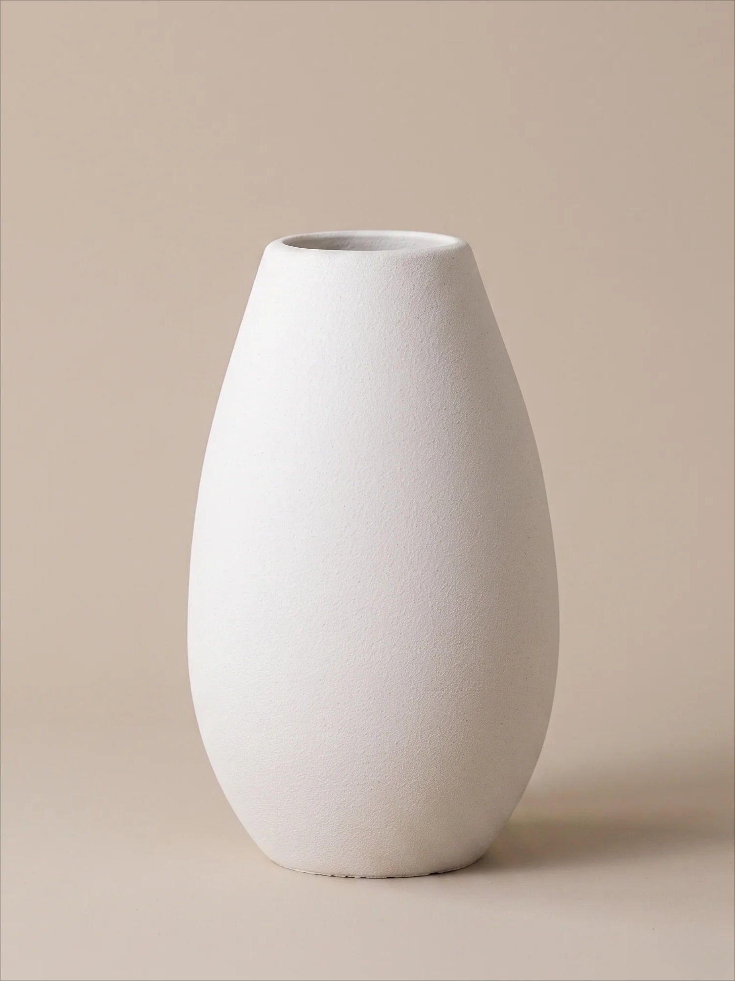 Minimalist Matte White Textured Ceramic Vase