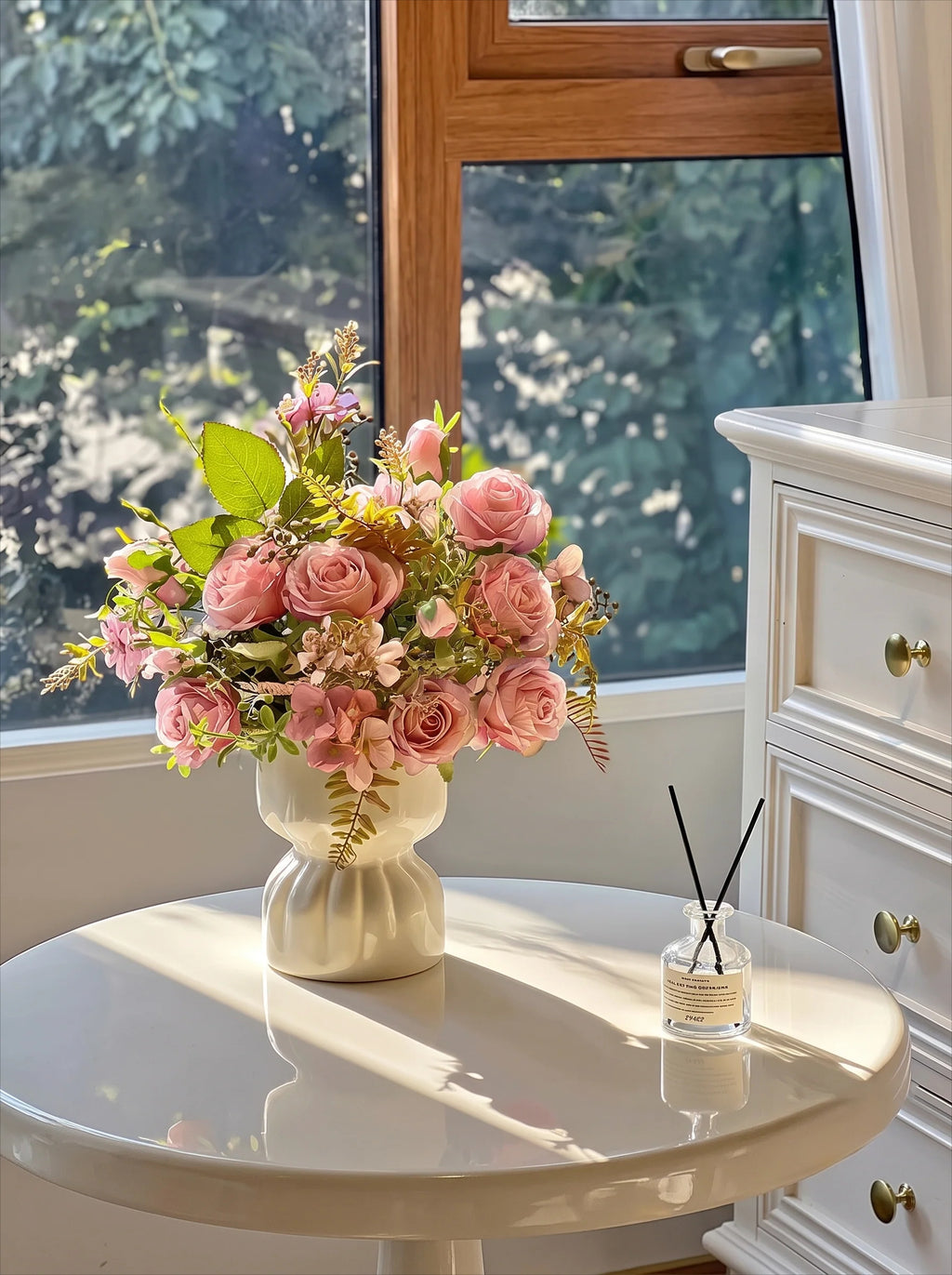 Romantic Rosette Cluster Faux Floral Arrangement