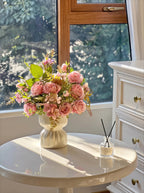 Romantic Rosette Cluster Faux Floral Arrangement