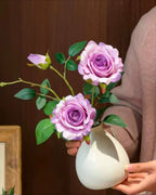 Stoffig Lavendel Roos Faux Bloemstuk met Vaas