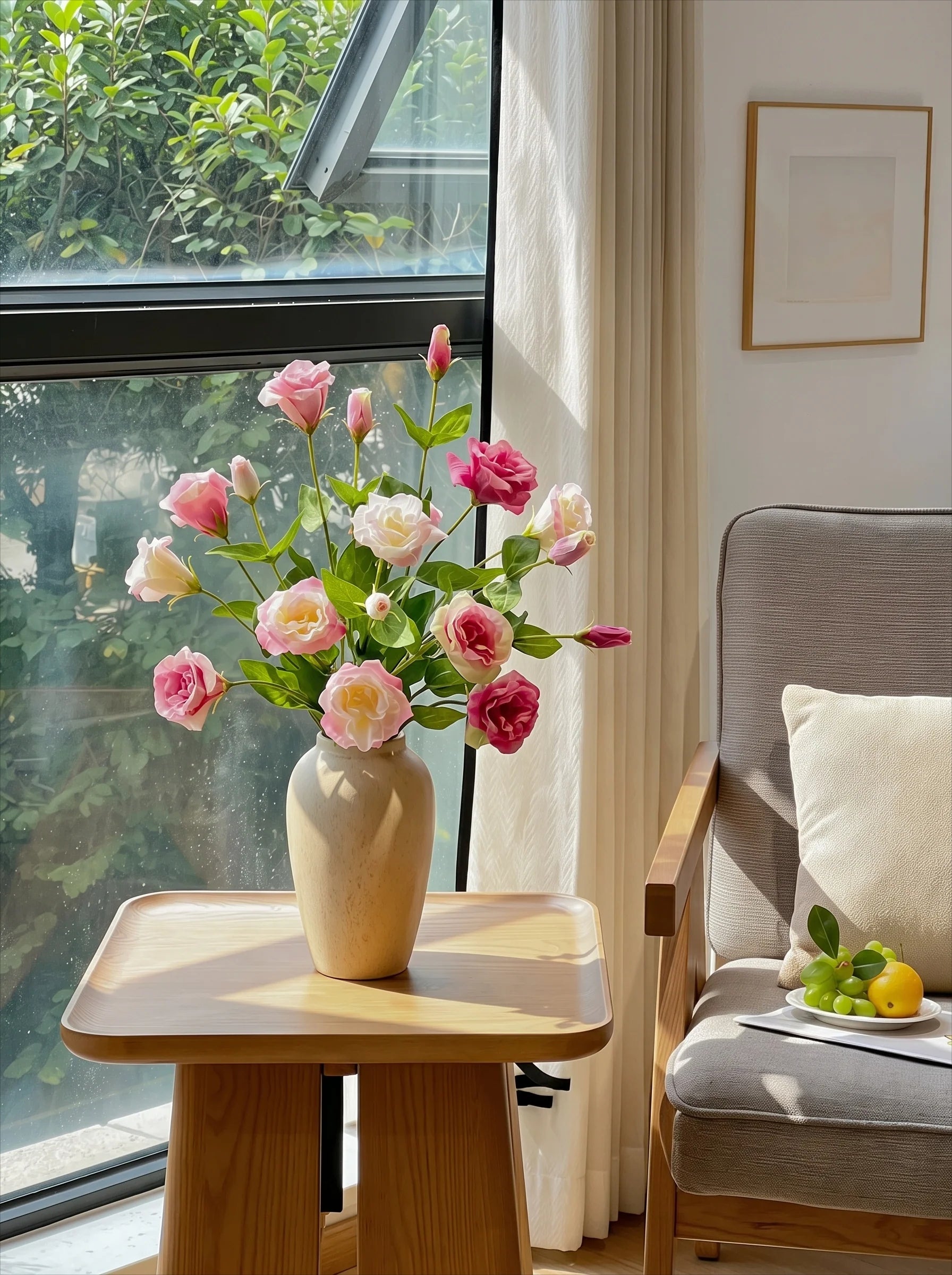 Elegant Blush Lisianthus Artificial Floral Arrangement