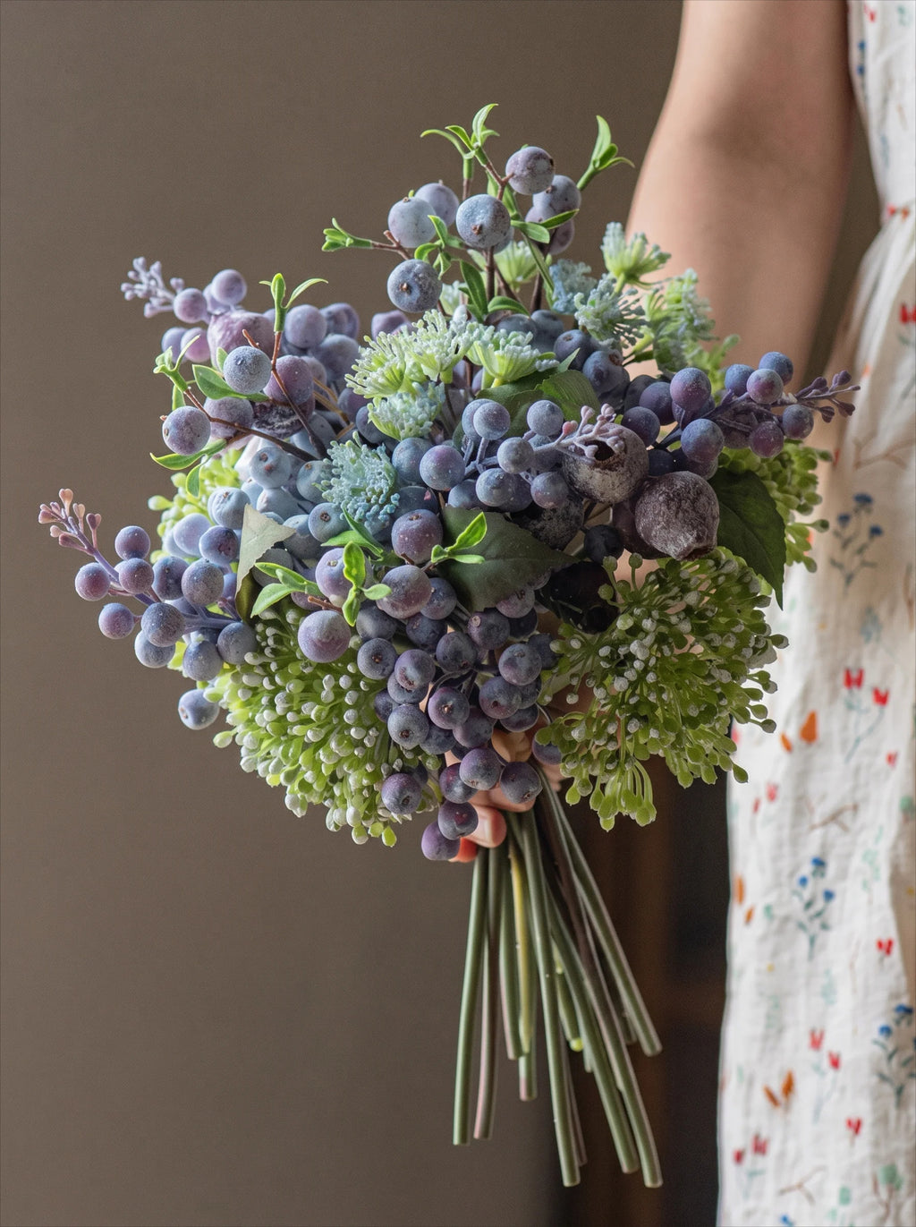 Elegant Blue-Purple Faux Blueberry & Berry Branch Arrangement