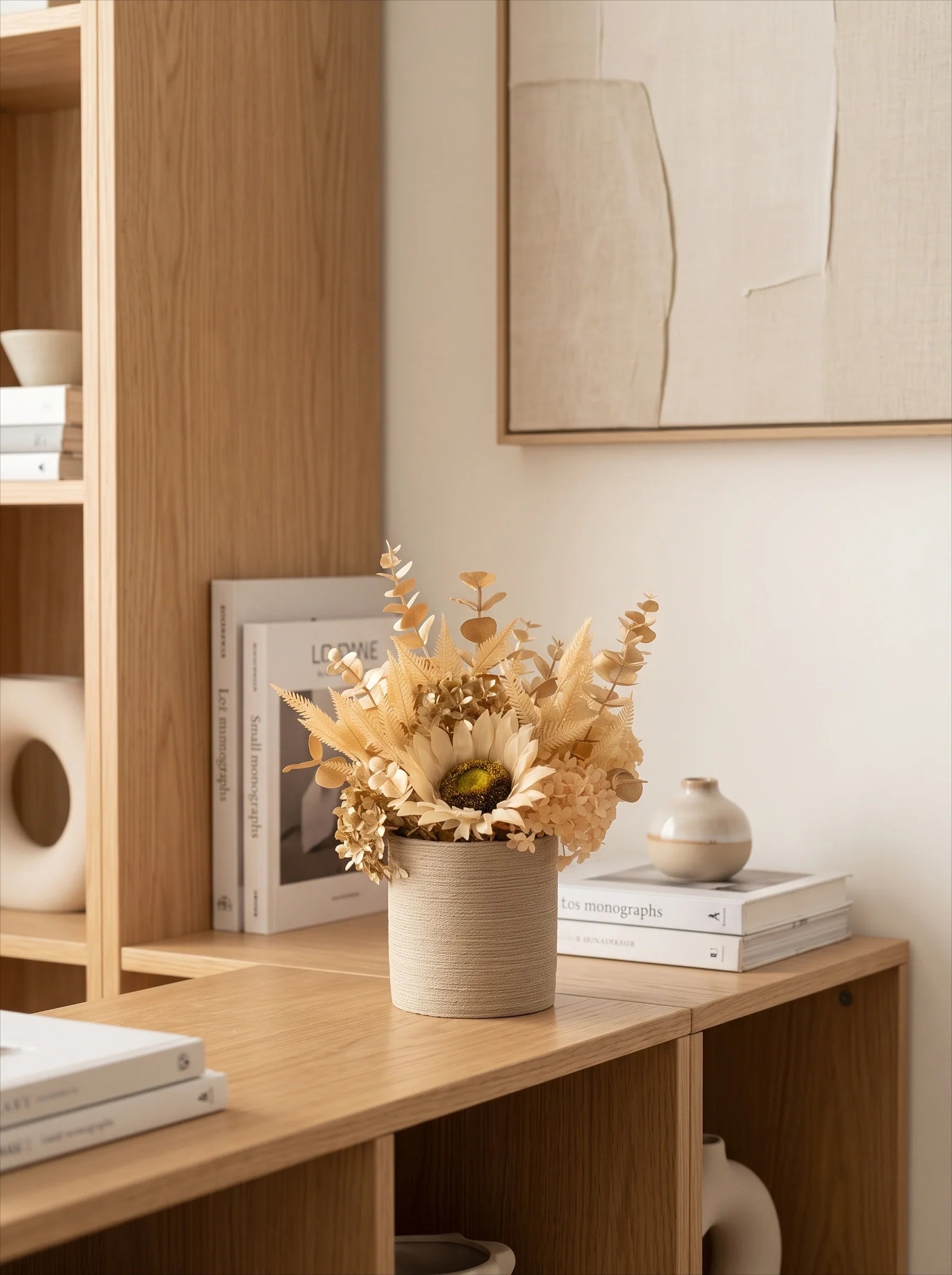 Autumn Retro Sunflower Artificial Flower Arrangement with Vase