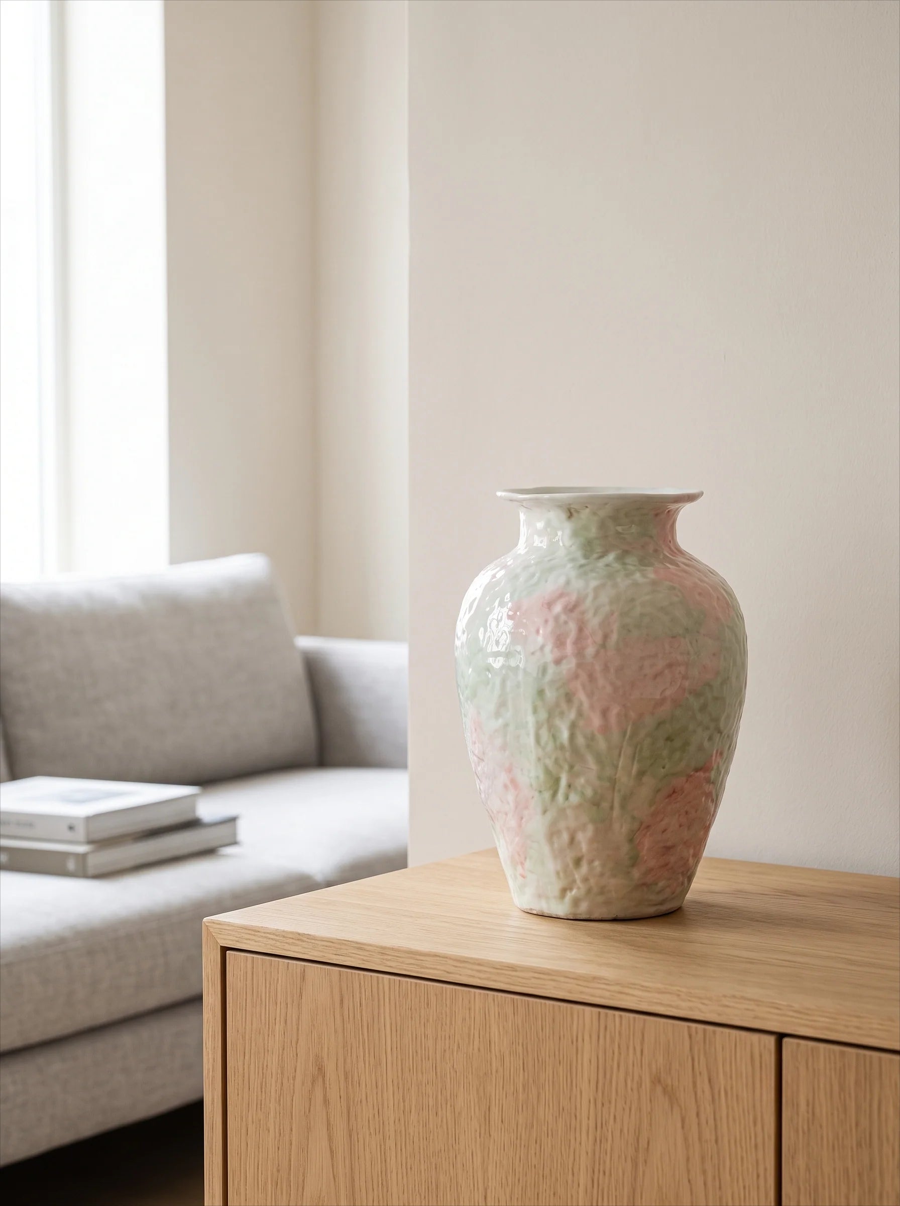 Artistic Pastel Pink Watercolor Textured Ceramic Vase