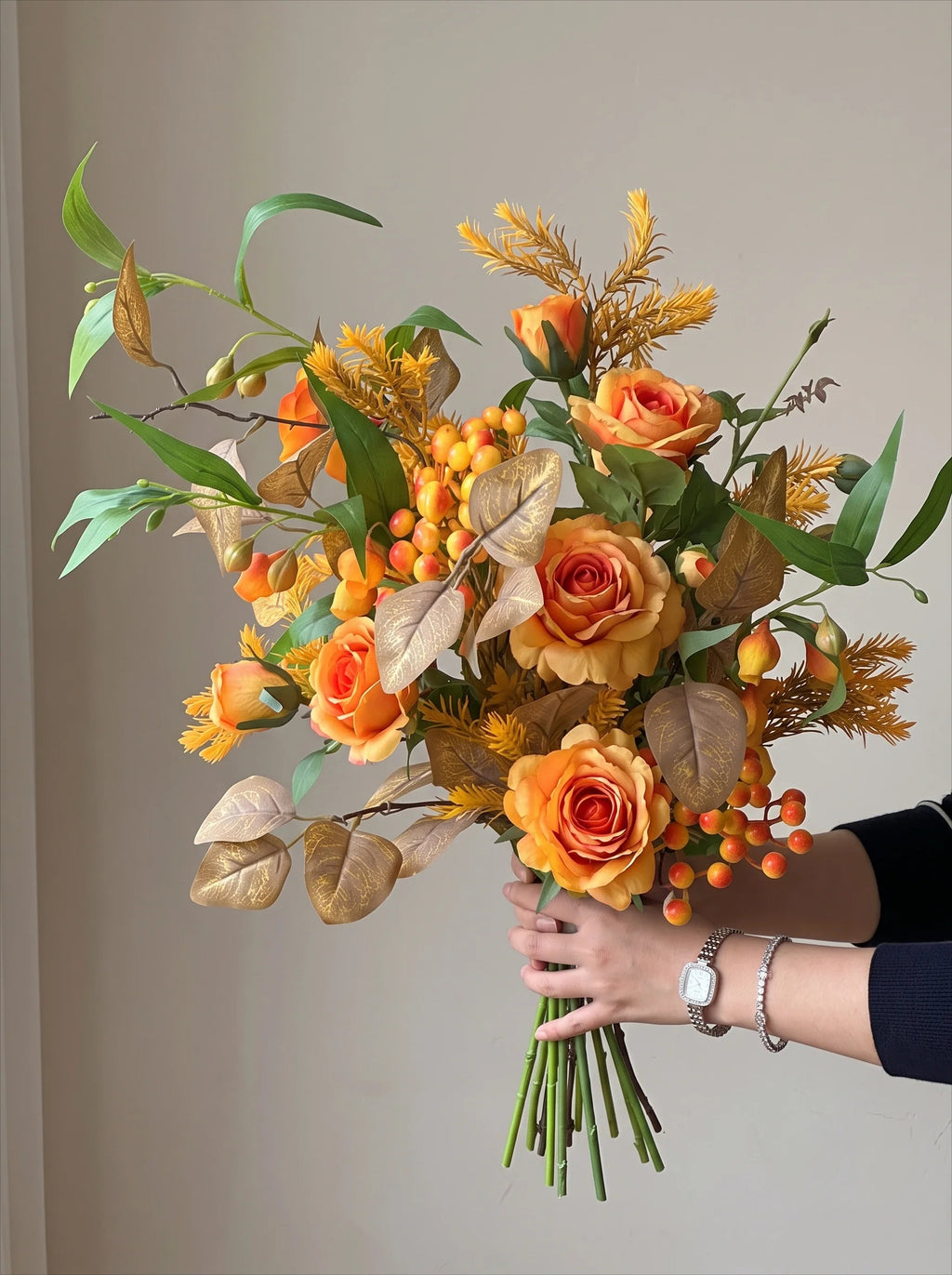 Ethereal Harvest Rose Ensemble Faux Floral Arrangement