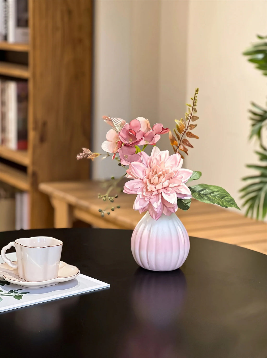 Ethereal Blush Dahlia Nook Faux Floral Arrangement