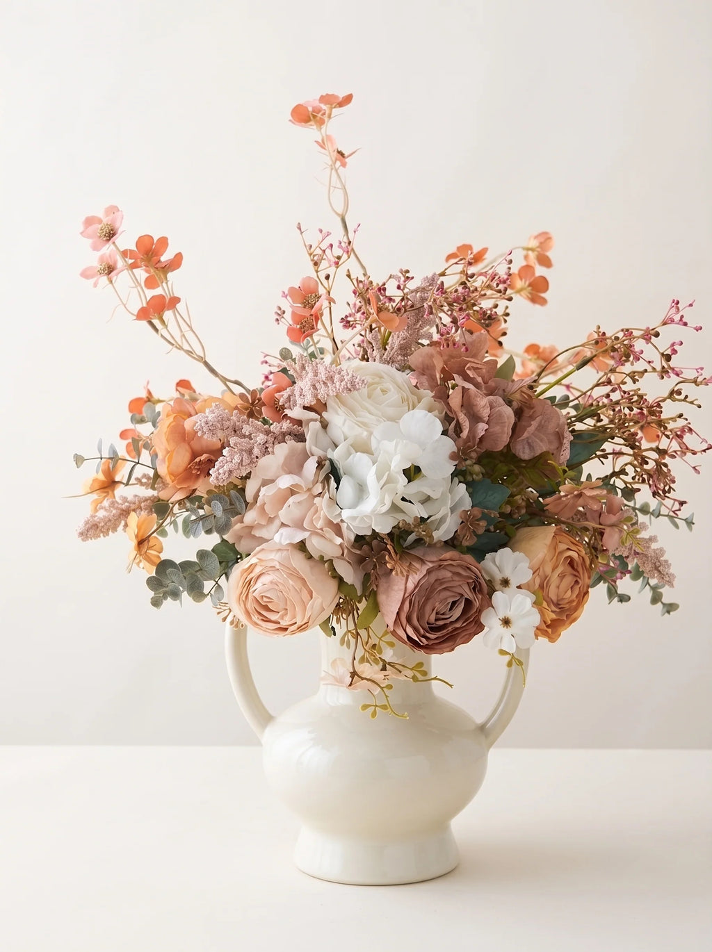 Vintage Oil-Painting Style Blush Rose Artificial Floral Arrangement