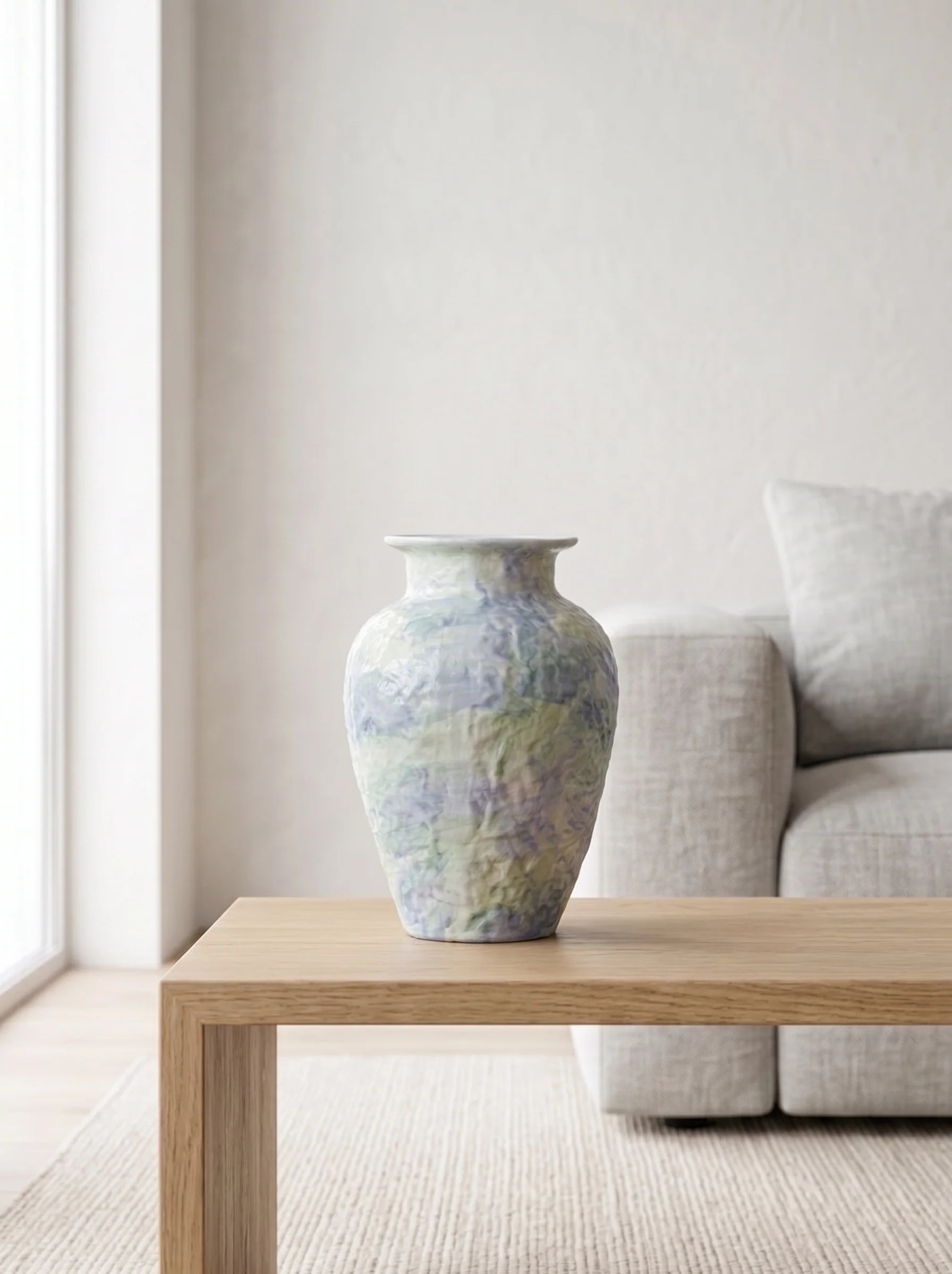 Artistic Pastel Watercolor Hand-Textured Ceramic Vase