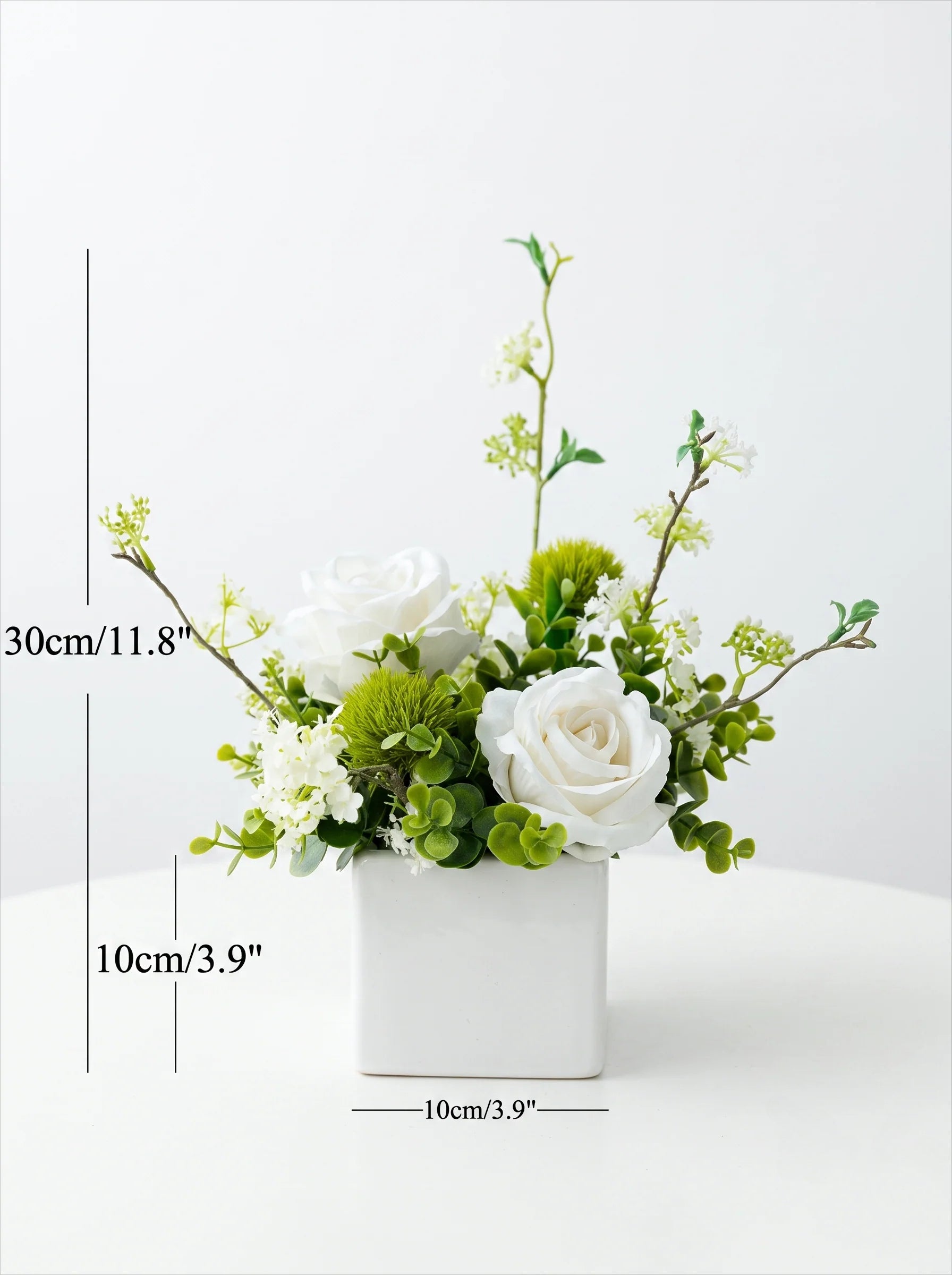 Luxury Modern White Rose & Camellia Artificial Floral Arrangement