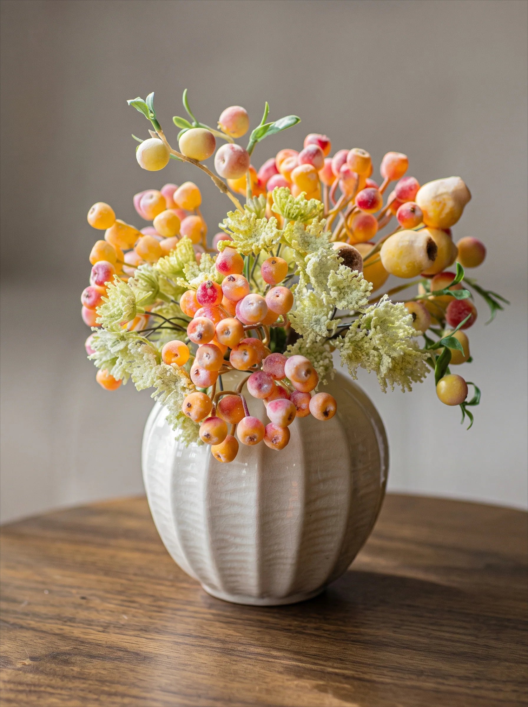 Elegantes Orange-Töniges Künstliches Heidelbeer- & Beerenzweigarrangement