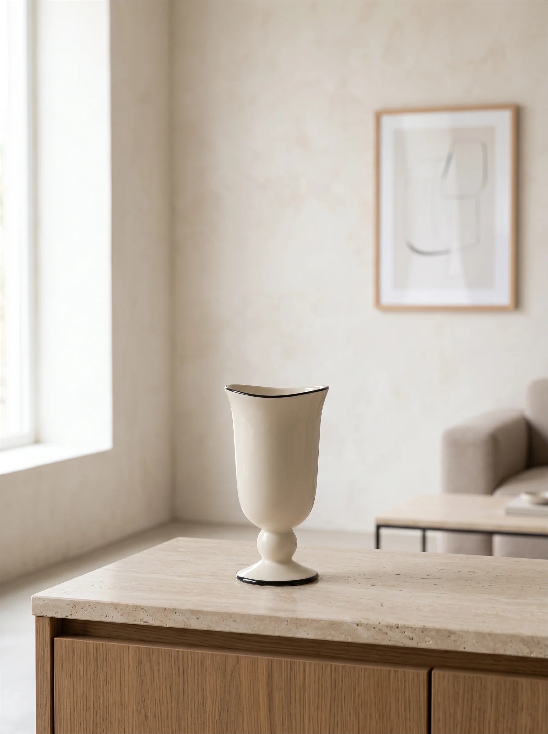 Scalloped Rim Vase - Creamy White