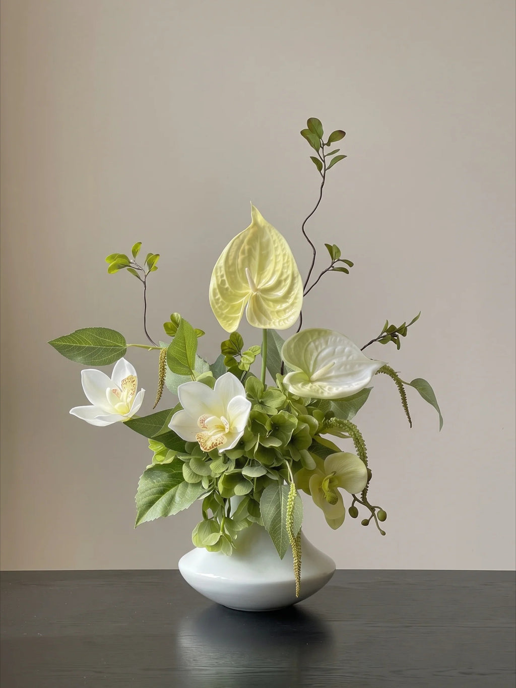 Serene Forest Anthurium Orchid Botanical Faux Floral Arrangement