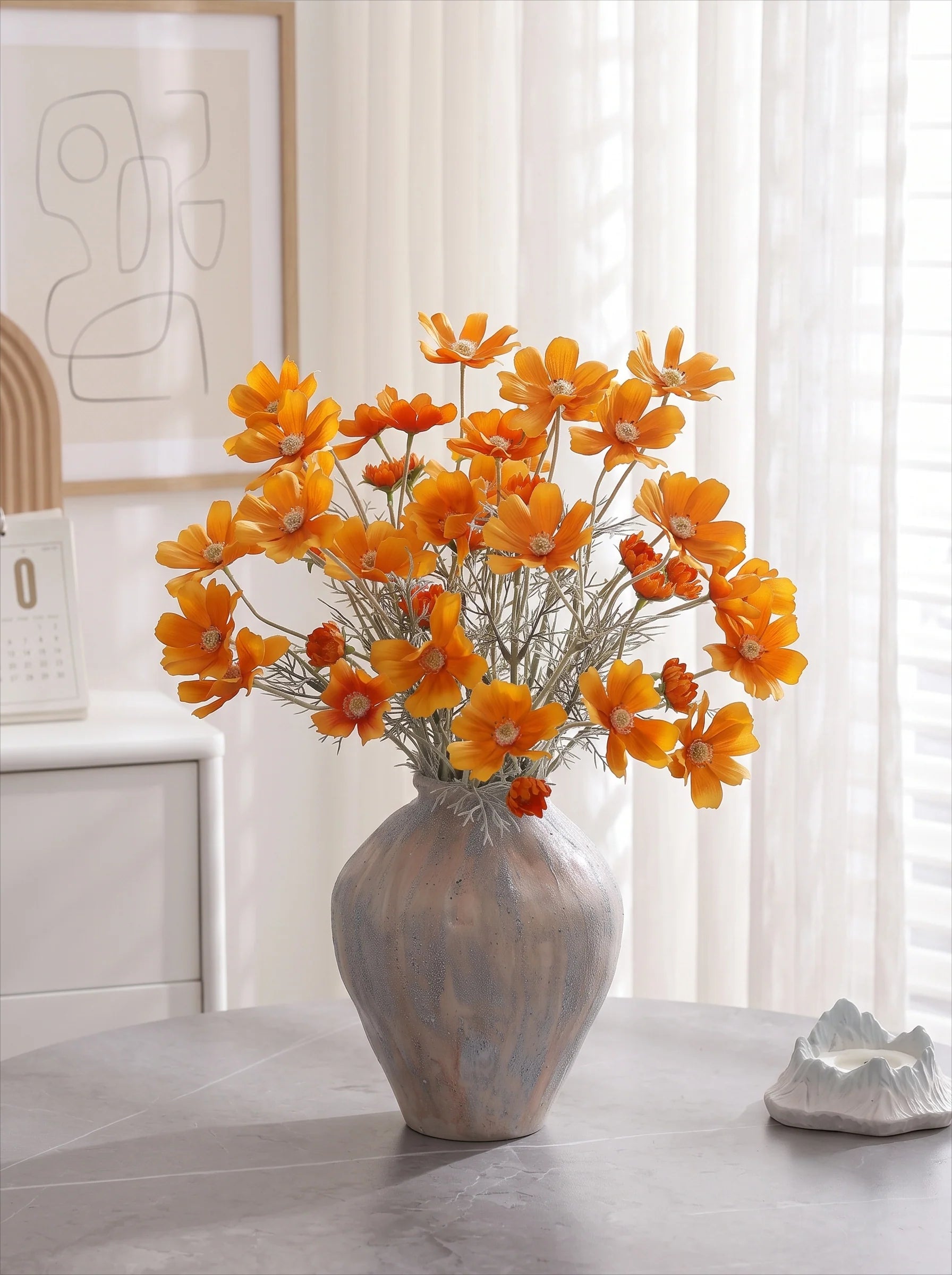 Orange Cosmos Artificial Flower Arrangement
