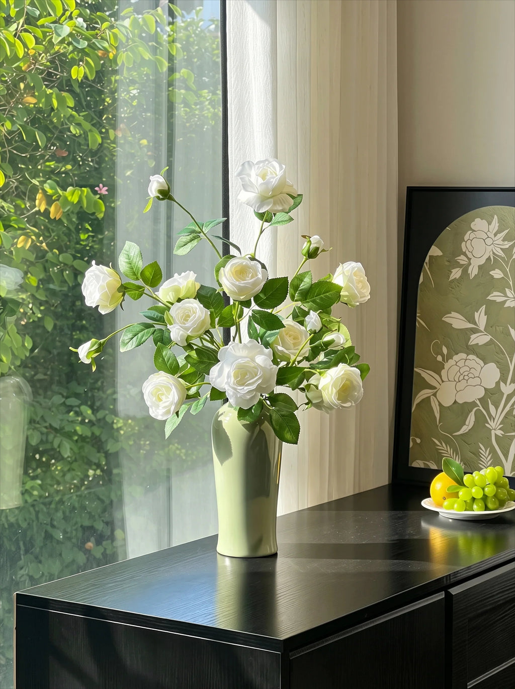 Luxurious Romantic White Starry Rose Faux Floral Arrangement