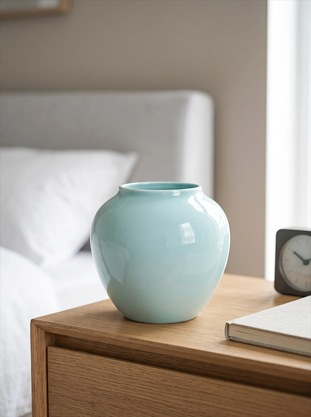 Modern Glossy Ice Blue Ceramic Vase