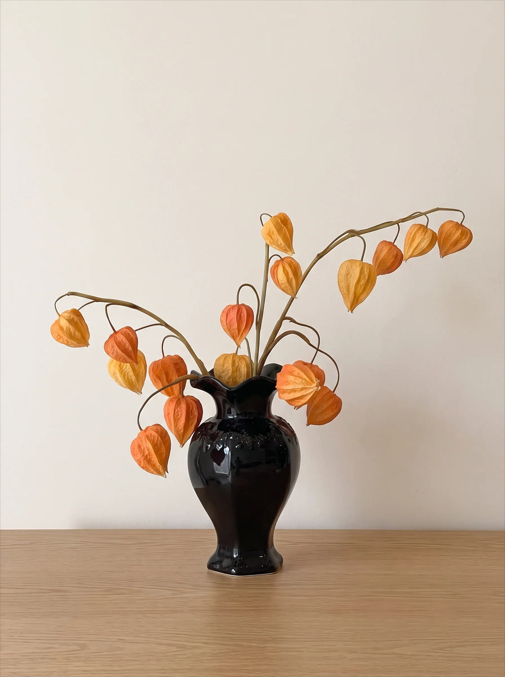 Faux Physalis Flower Arrangement - Light Orange (3 Stems)
