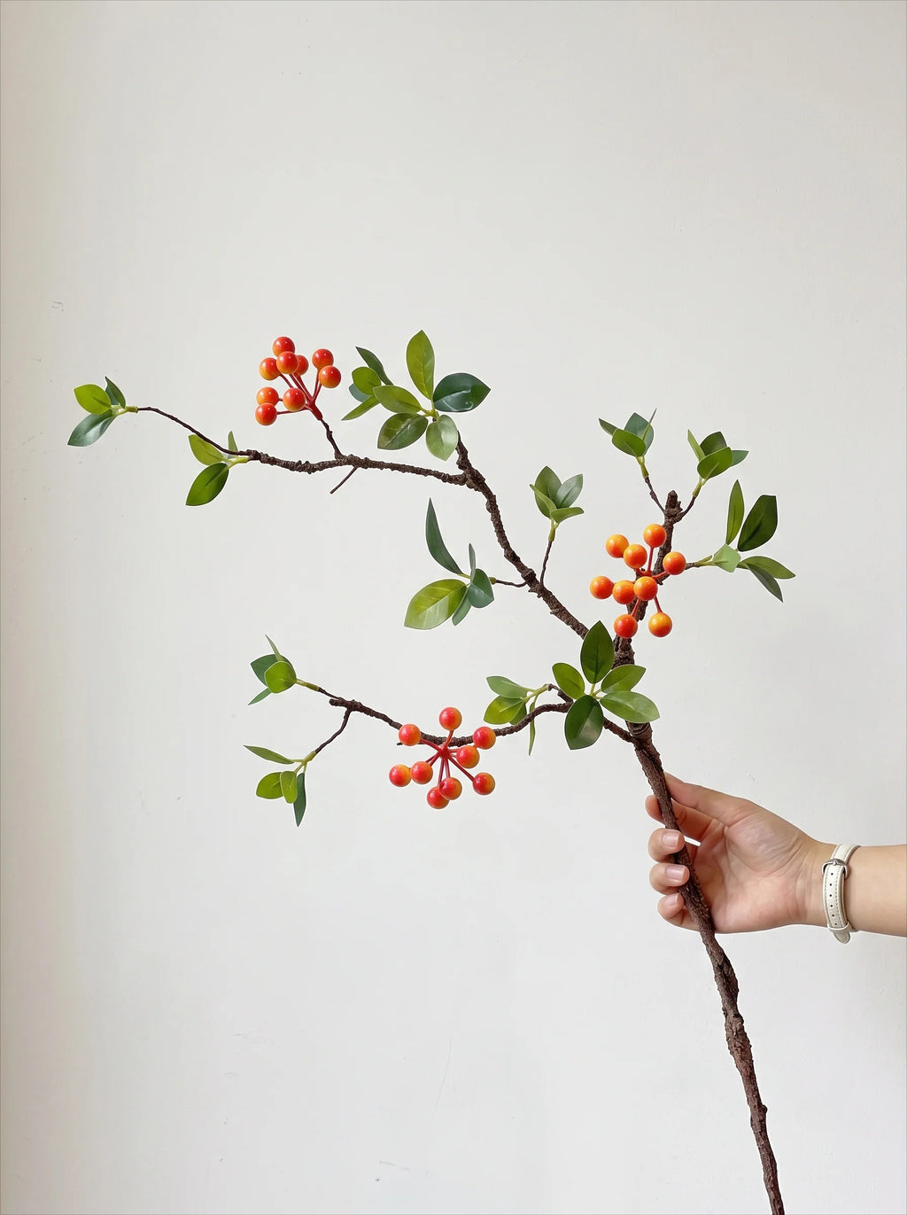 Minimalist Zen Crabapple Branch Luxe Artificial Floral Arrangement