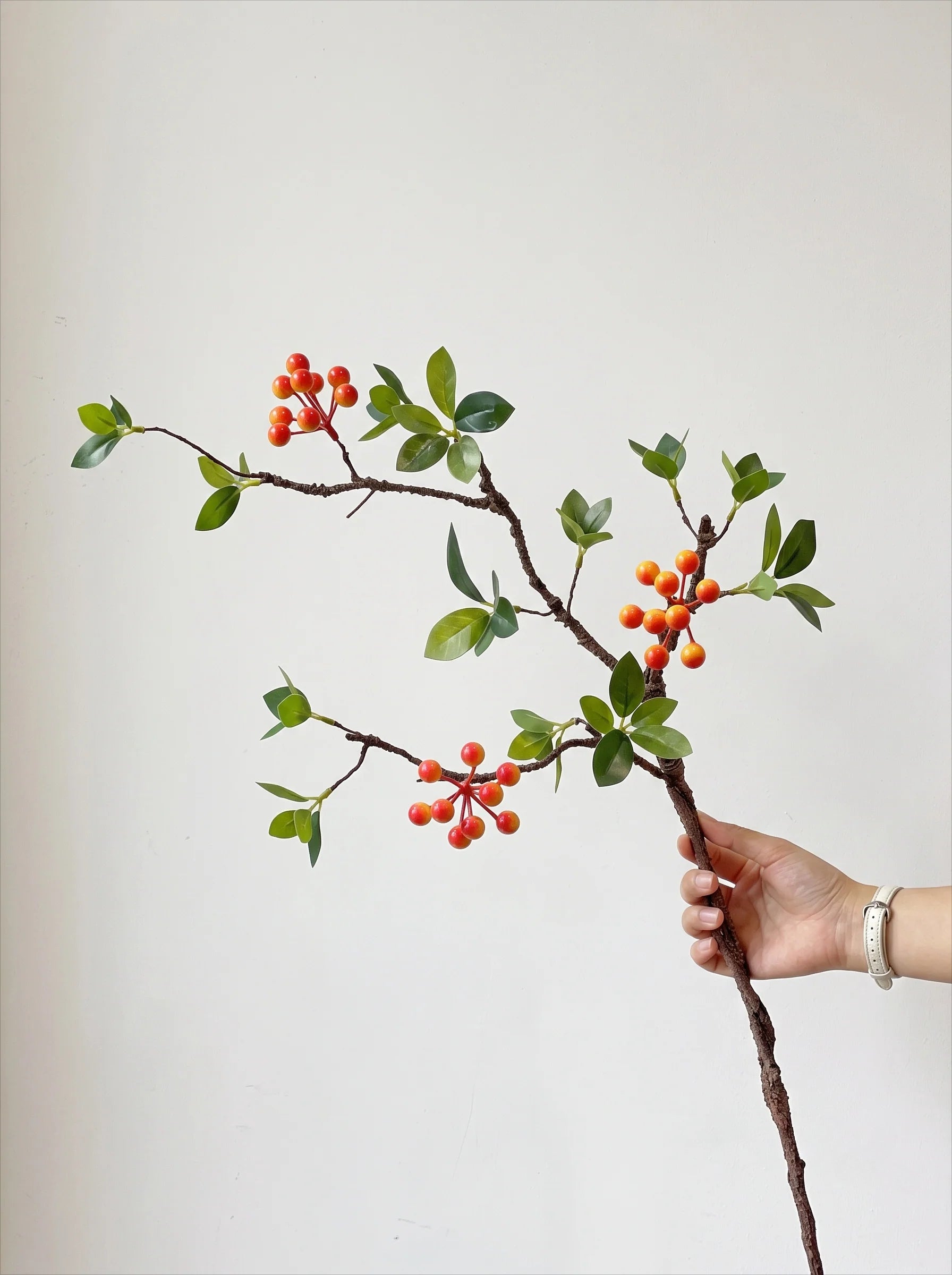 Minimalist Zen Crabapple Branch Luxe Artificial Floral Arrangement