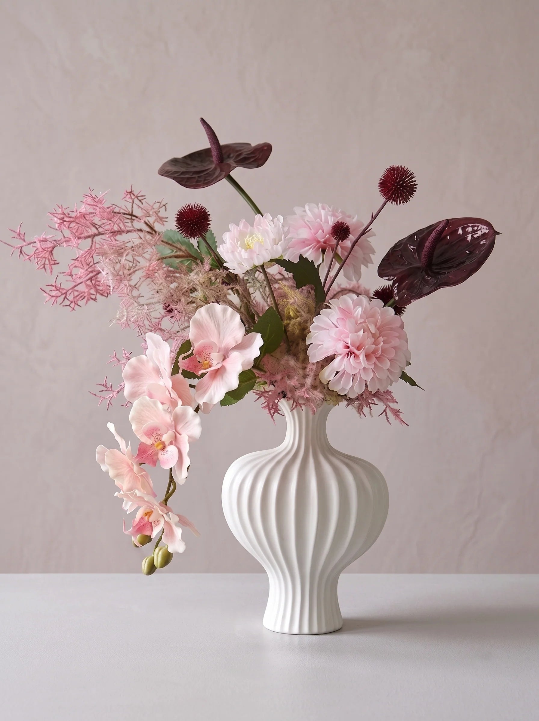 Misty Blush Wabi-Sabi Vase Faux Floral Arrangement