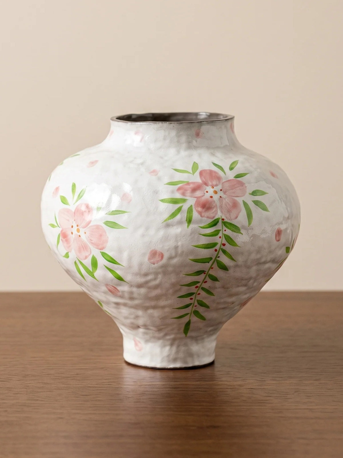 Artisanal Hand-Painted Floral Glazed Vase