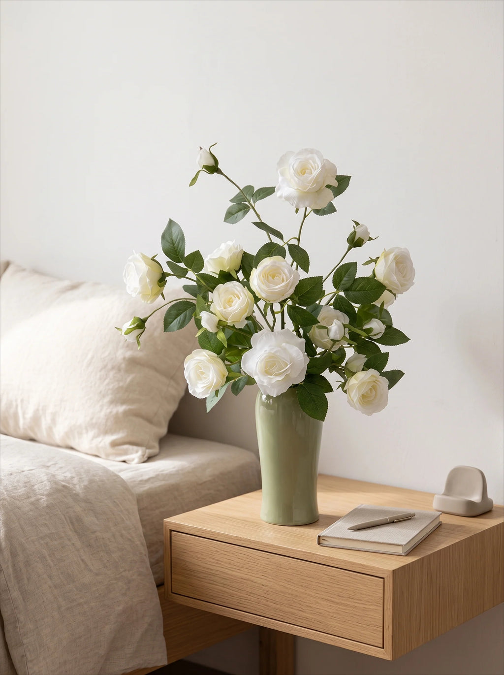 Luxurious Romantic White Starry Rose Faux Floral Arrangement