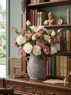 Purple and White Faded-Edge Faux Rose Bouquet