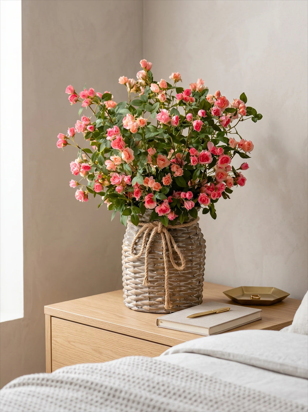 Rustic Elegance Blush & Coral Rose Faux Floral Arrangement