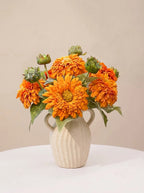Vintage Fluffy Sunflower Faux Floral Arrangement