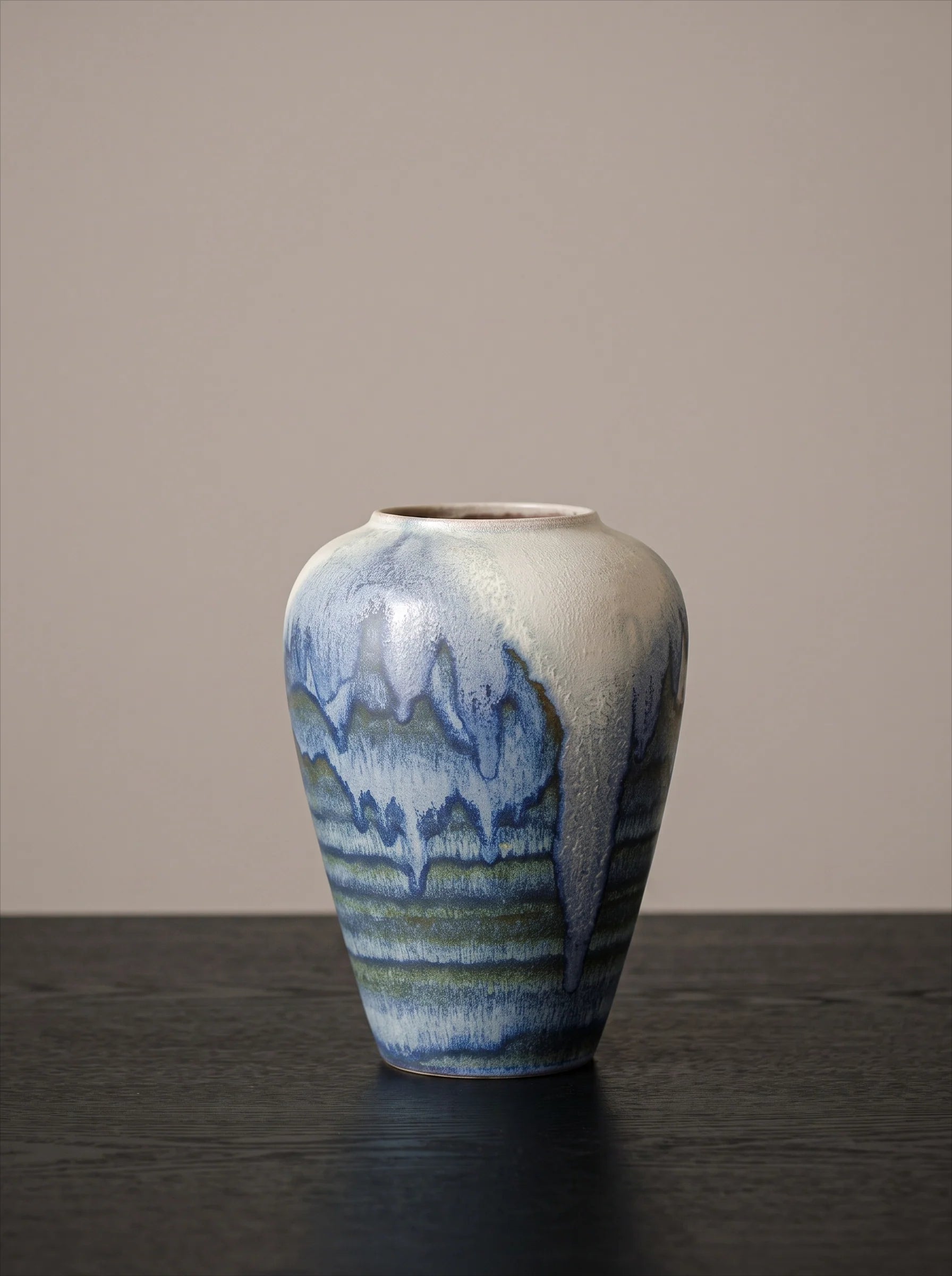 Artisan Blue Reactive Glaze Ceramic Vase