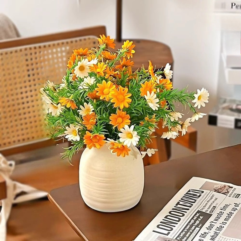 Composition florale fausse Marguerite coucher de soleil minimaliste pour table