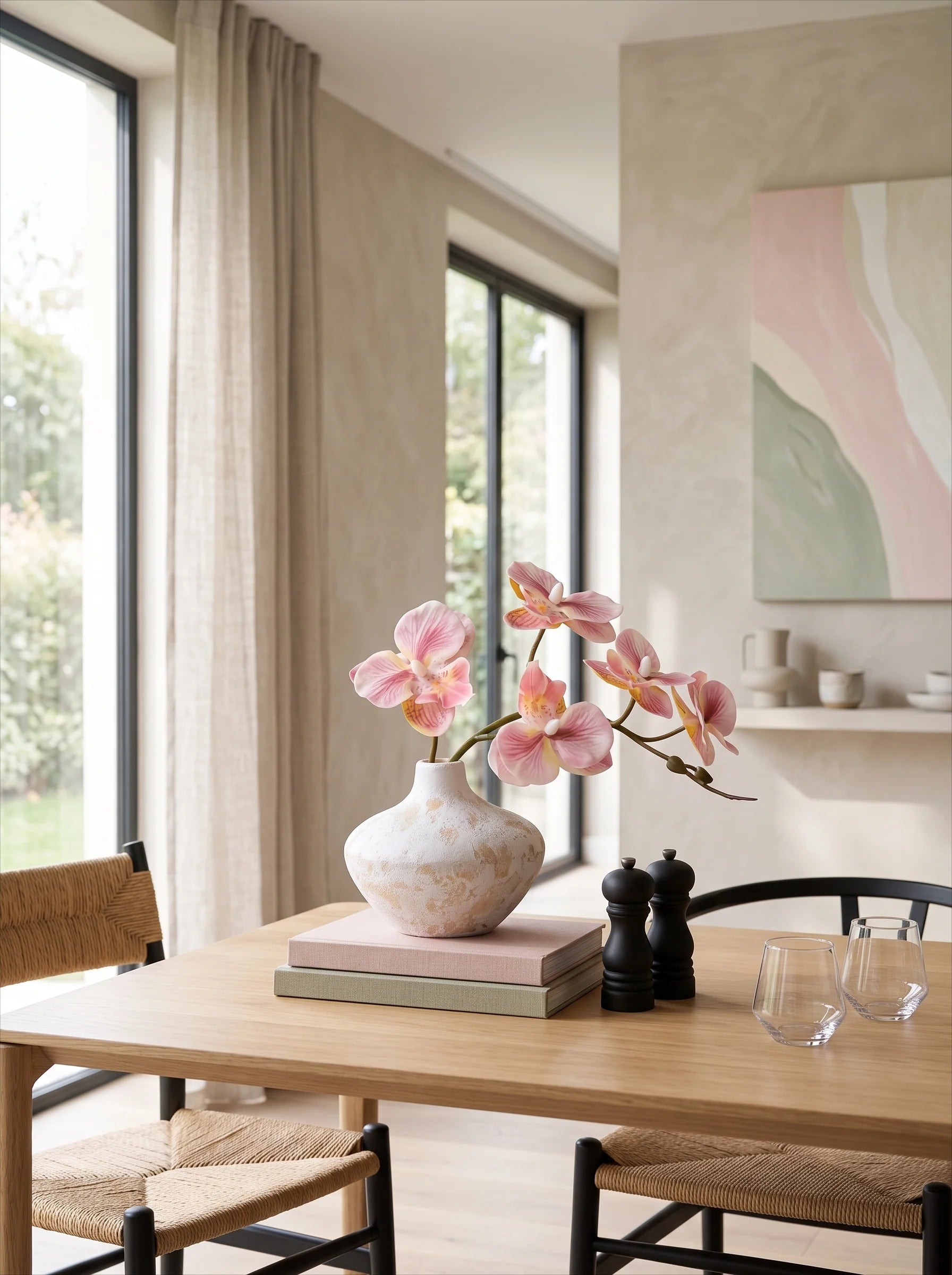 Soft Blush Phalaenopsis Faux Floral Arrangement