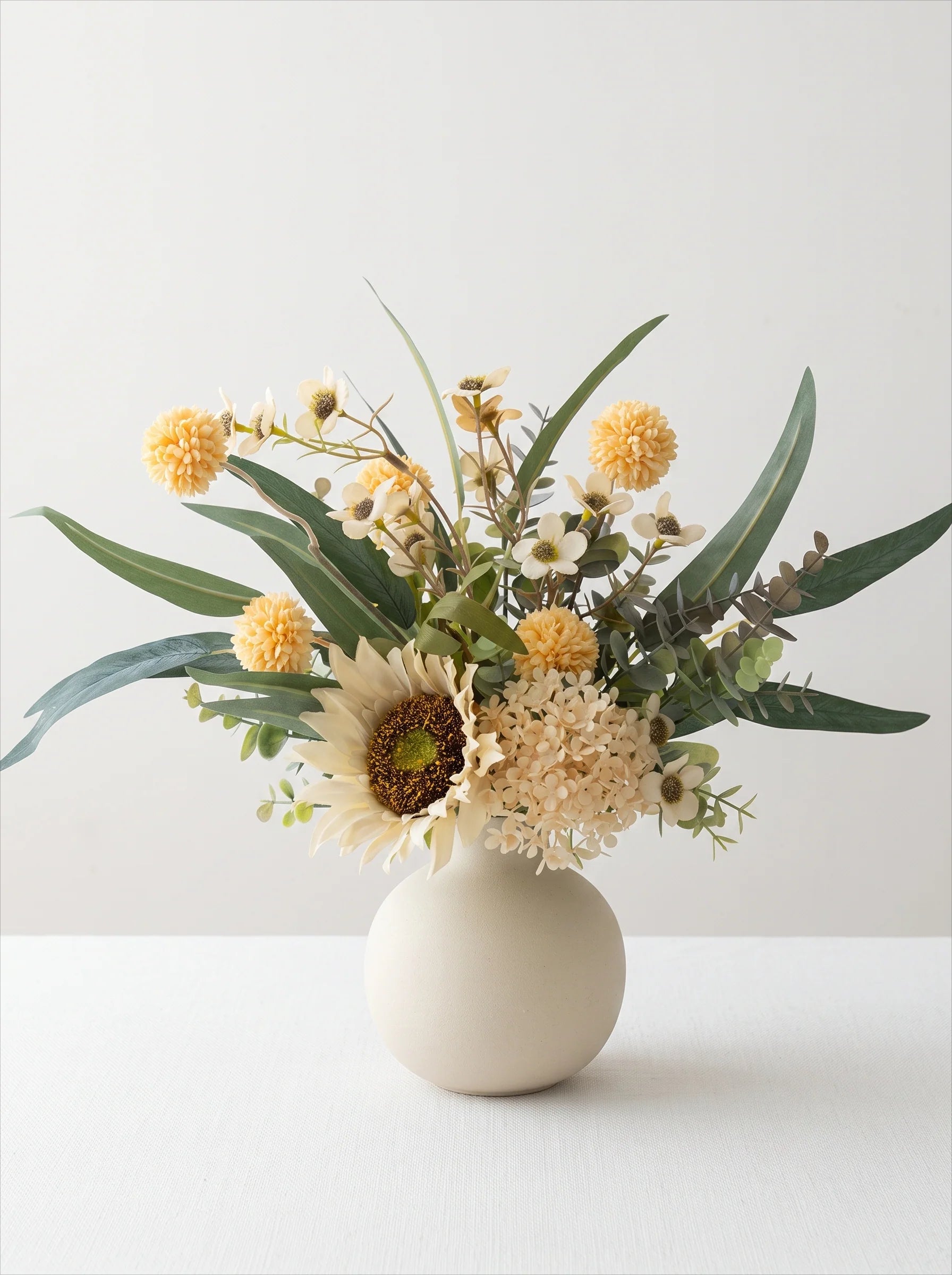 Textured Globe Vase - Creamy White