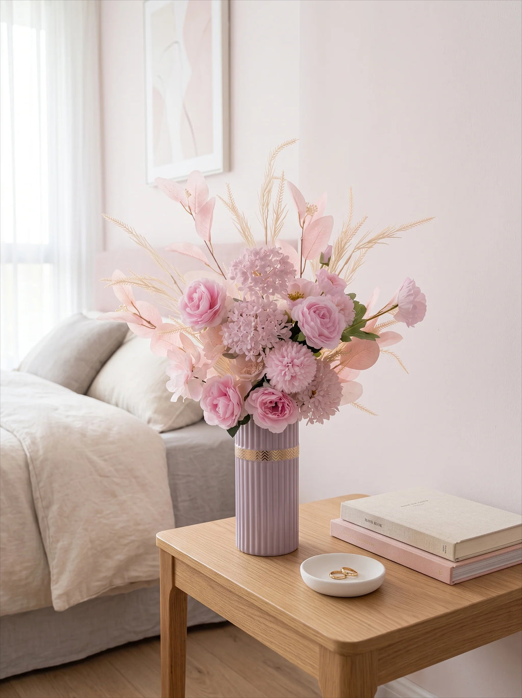 Nordic Pastel Peony Hydrangea Eucalyptus Artificial Floral Arrangement