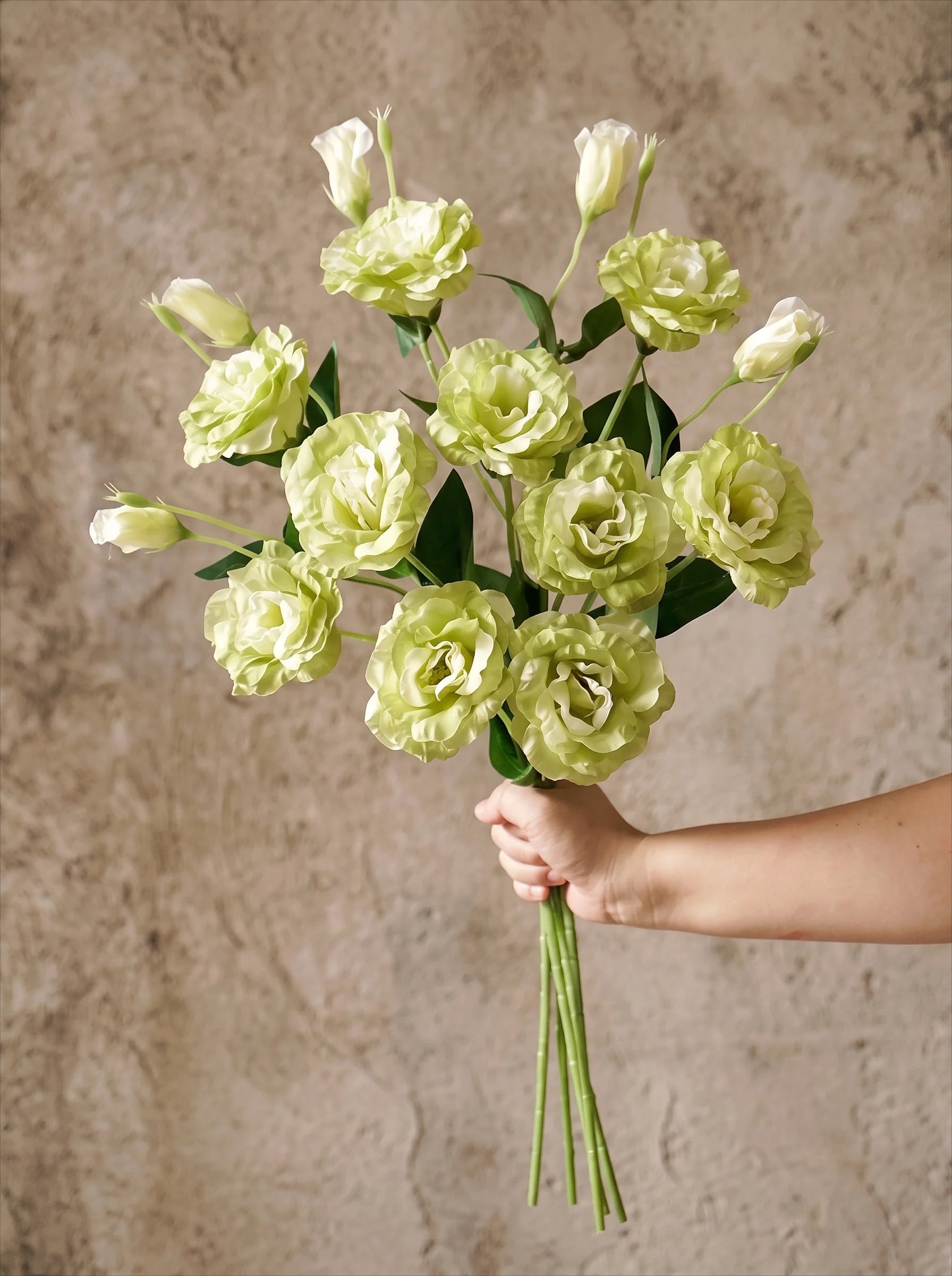 Elegant Green Lisianthus Faux Floral Arrangement
