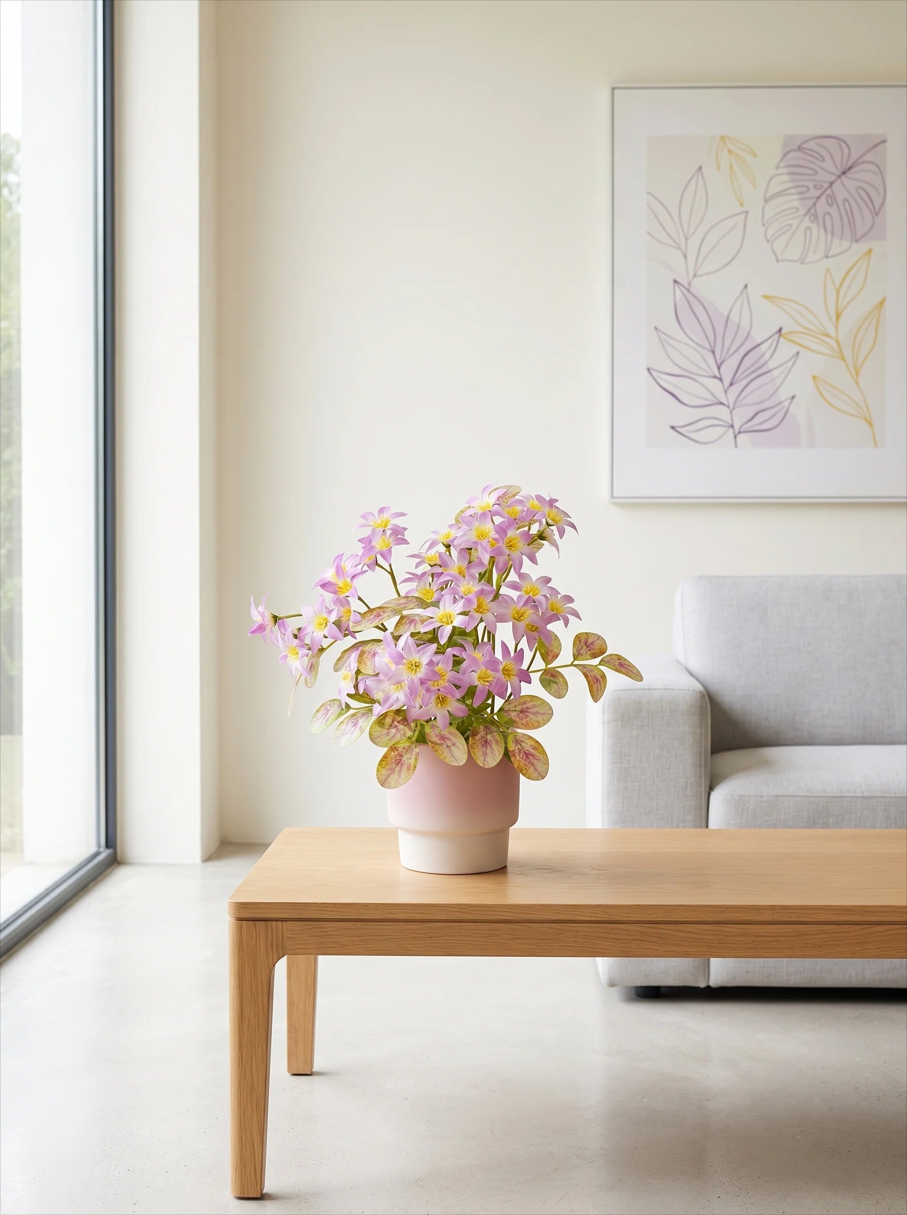 Minimalist Blush Jasmine Potted Faux Floral Arrangement