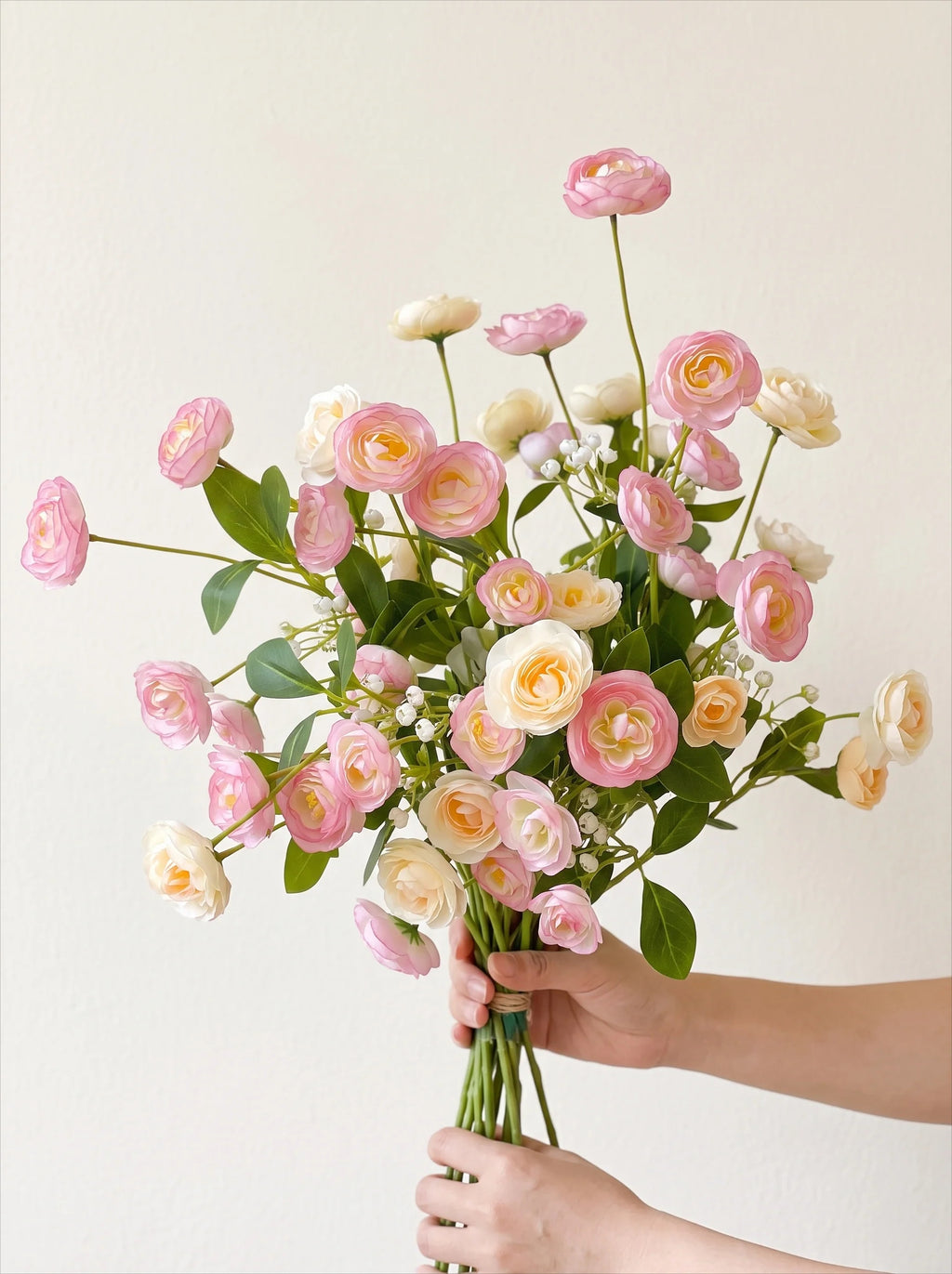 Champagne Blush Ranunculus Elegance Faux Floral Arrangement