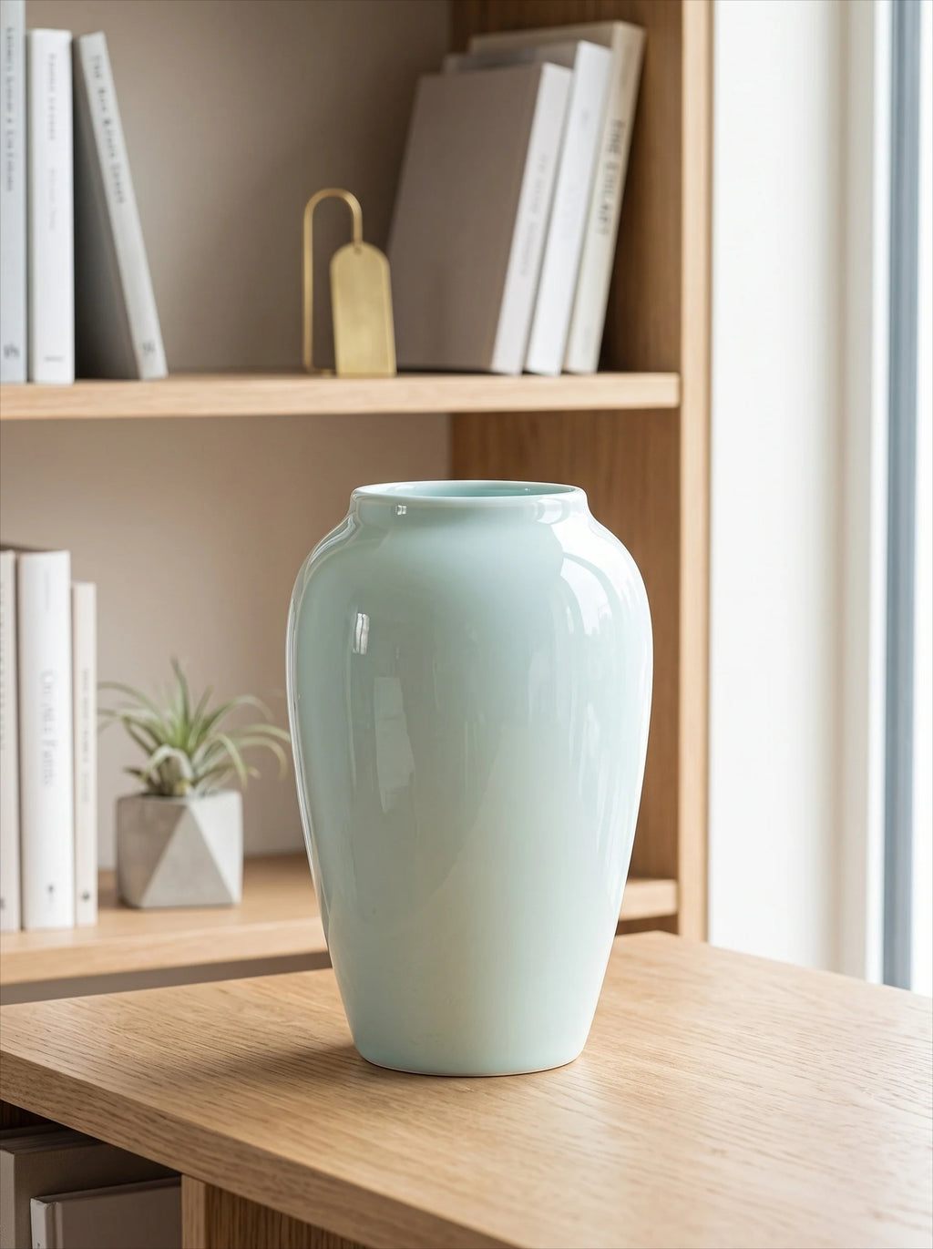 Modern Glossy Ice Blue Ceramic Vase