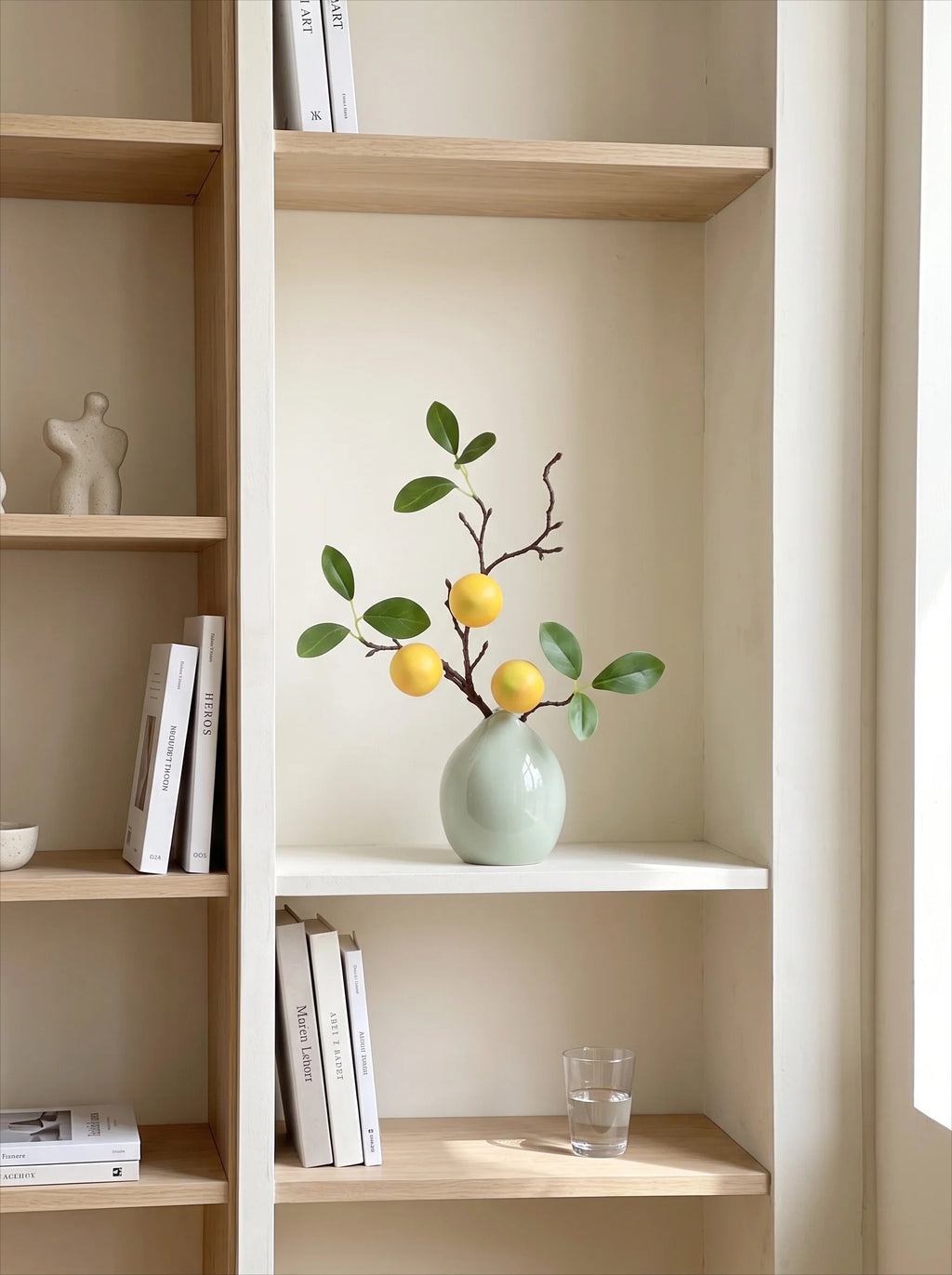 Serene Zen Lemon Fruit Sculpture Artificial Floral Arrangement