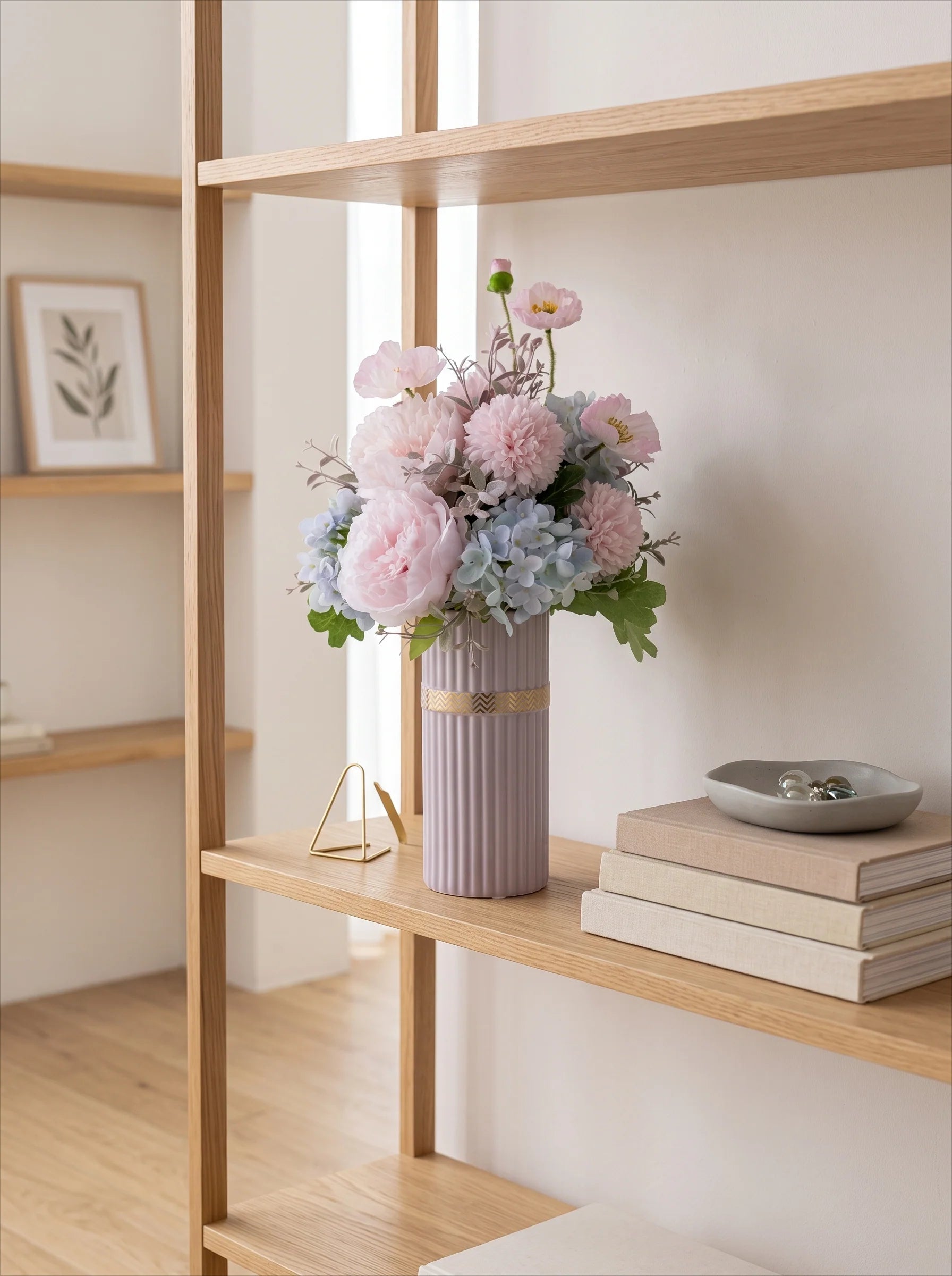 Nordic Romantic Spring Peony & Hydrangea Artificial Floral Arrangement