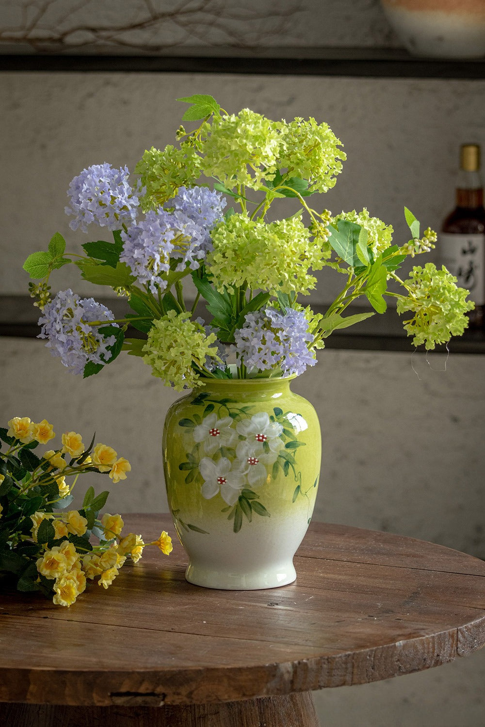 French Country Hand-painted White Jasmine Ceramic Vase