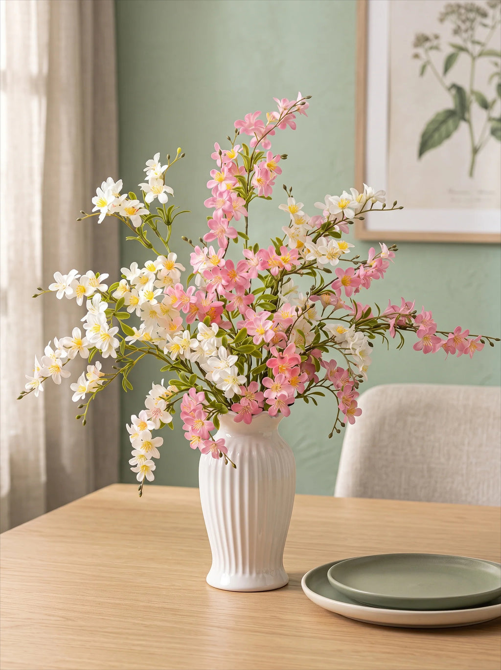 Blush & Ivory Forsythia Elegance Artisan Faux Floral Arrangement