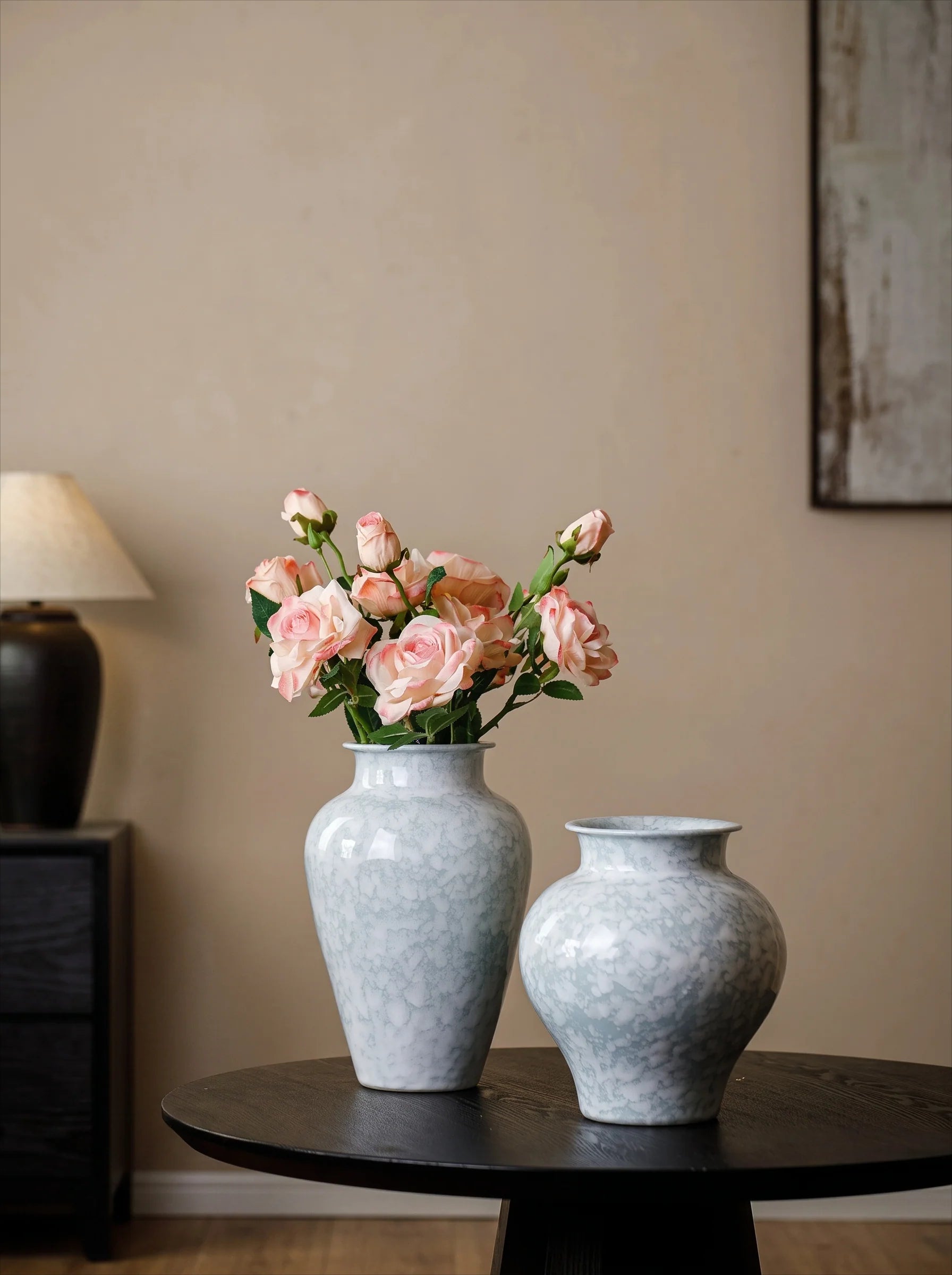 Modern Ice Blue Snowflake Glaze Ceramic Vase